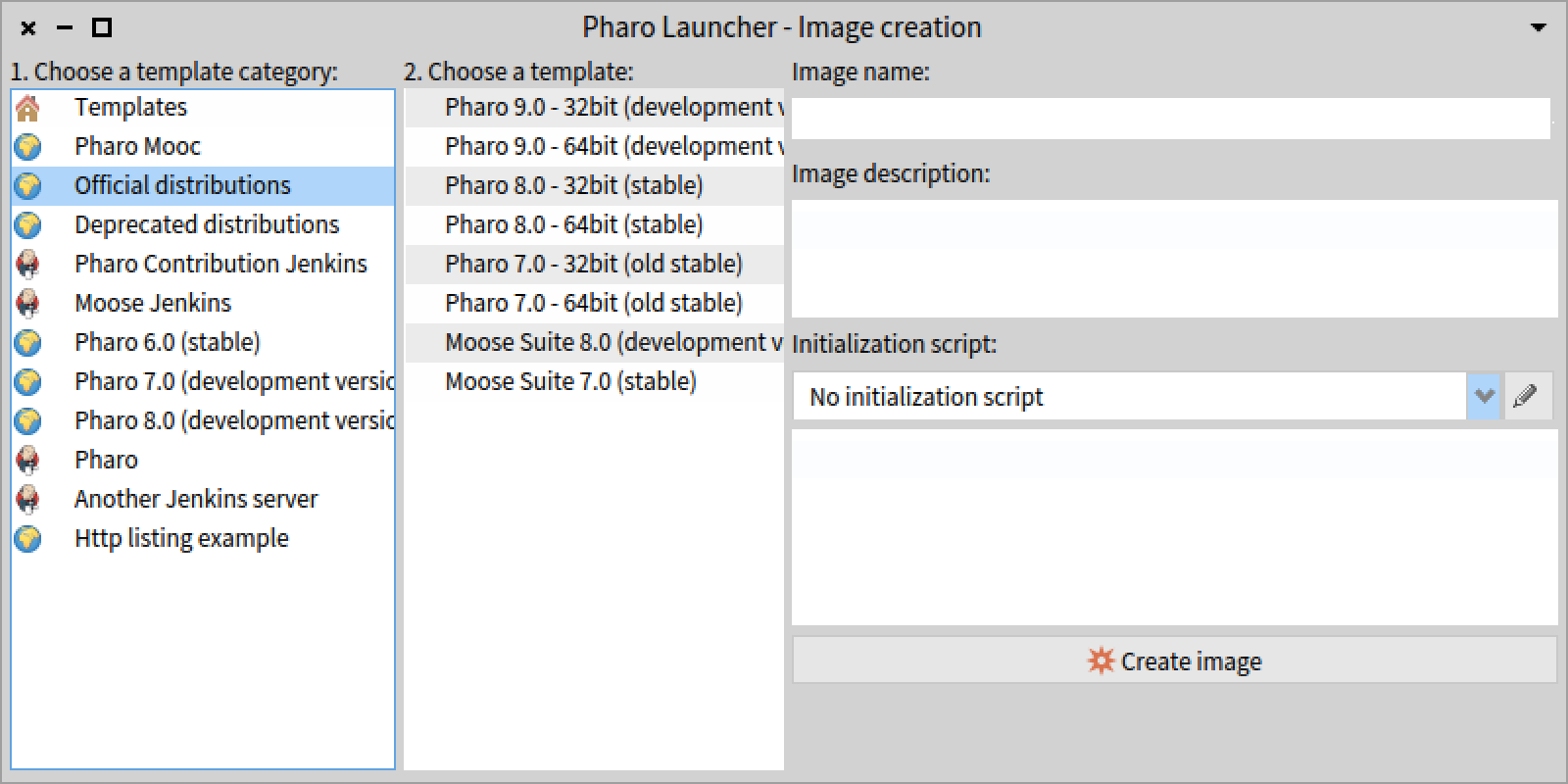 Image creation panel