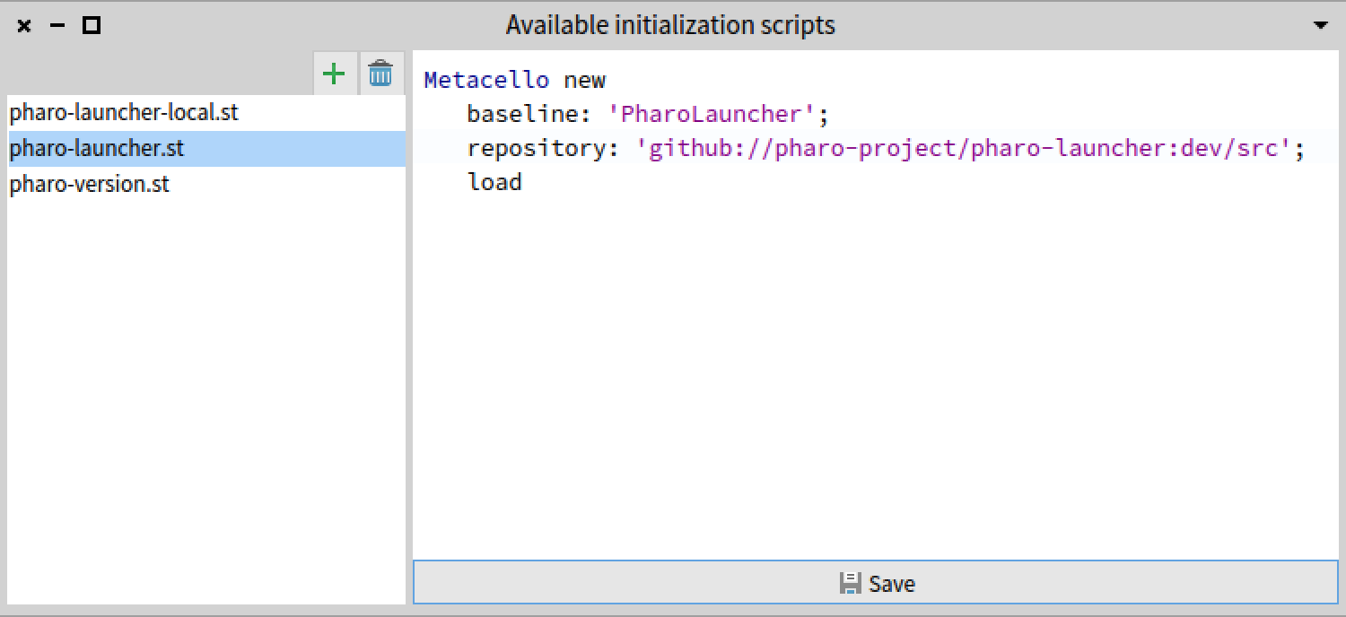 Initialization script editor