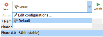 Launch configuration drop list